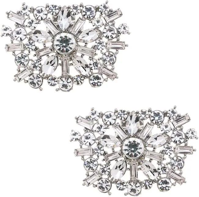 A Pair Vintage Style Bling Rhinestone Crystal Wedding Bridal Trapezoid Shoe Clips Jewelry