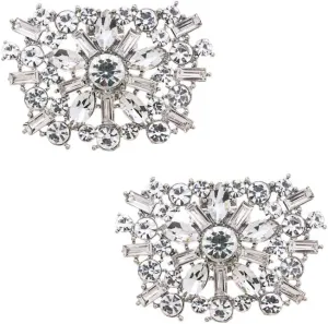 A Pair Vintage Style Bling Rhinestone Crystal Wedding Bridal Trapezoid Shoe Clips Jewelry