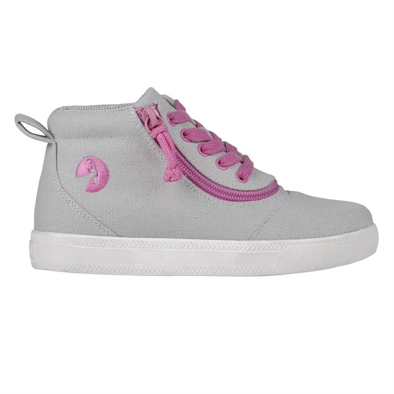 Billy Footwear (Kids) DR Fit - Short Wrap High Top DR Grey Pink Canvas Shoes