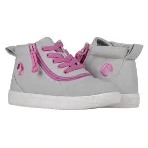 Billy Footwear (Kids) DR Fit - Short Wrap High Top DR Grey Pink Canvas Shoes