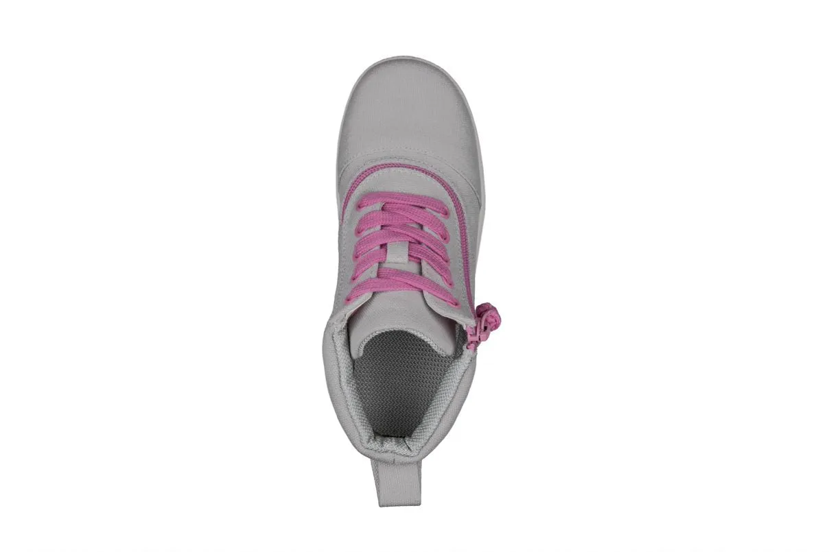 Billy Footwear (Kids) DR Fit - Short Wrap High Top DR Grey Pink Canvas Shoes