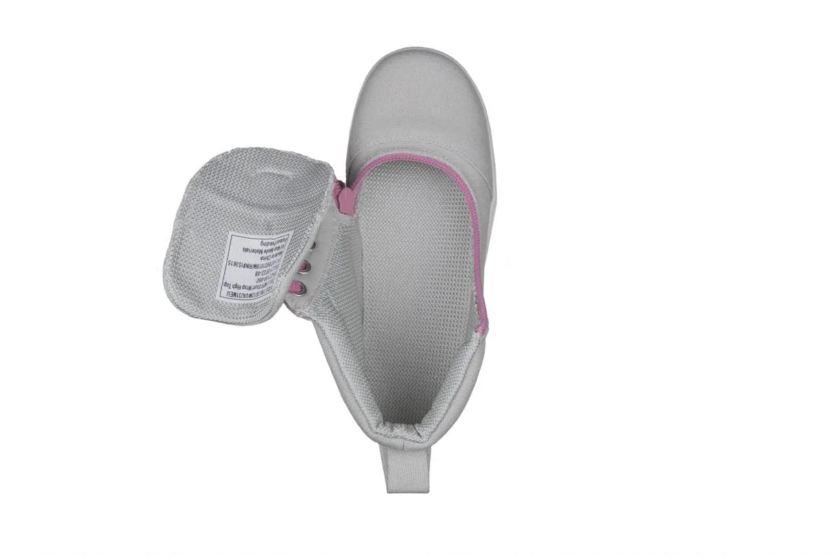 Billy Footwear (Kids) DR Fit - Short Wrap High Top DR Grey Pink Canvas Shoes