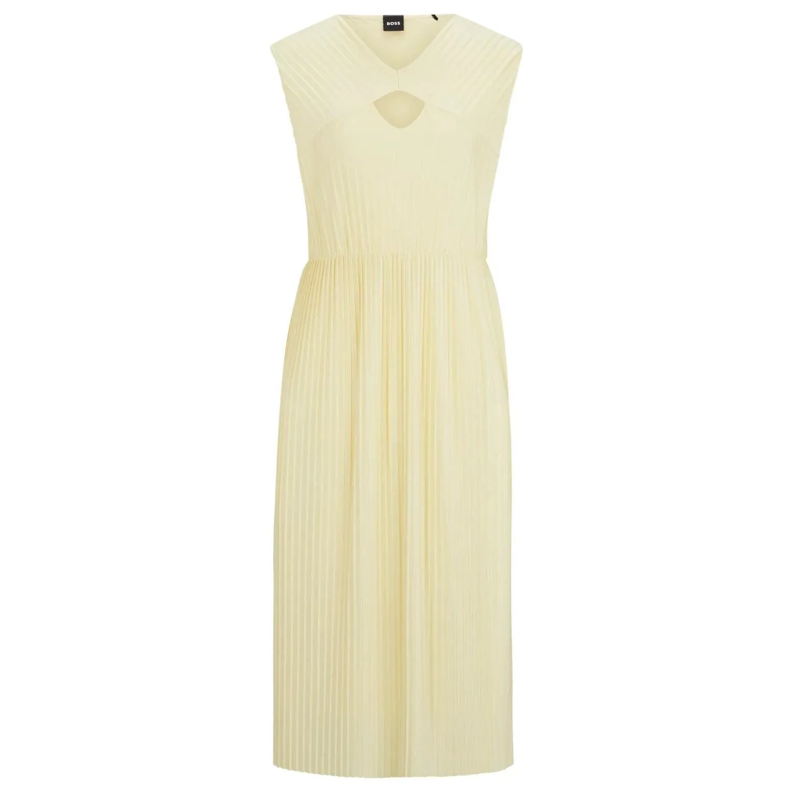 BOSS SLEEVELESS DRESS IN HIGH-SHINE PLISSÉ FABRIC