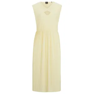 BOSS SLEEVELESS DRESS IN HIGH-SHINE PLISSÉ FABRIC