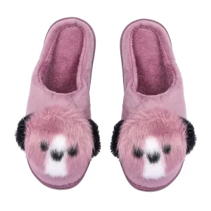 Brauch Women's Purple Cute Dog Winter Slippers