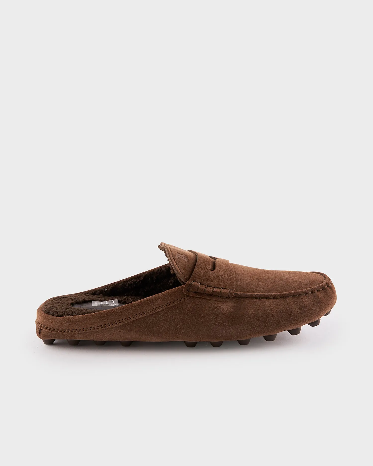 Brown Suede Gommino Bubble Mules