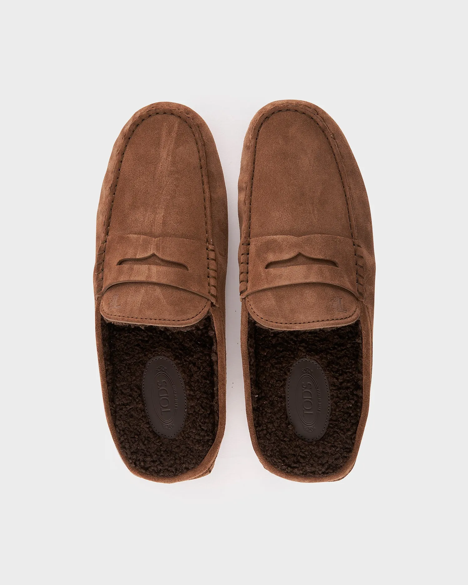 Brown Suede Gommino Bubble Mules