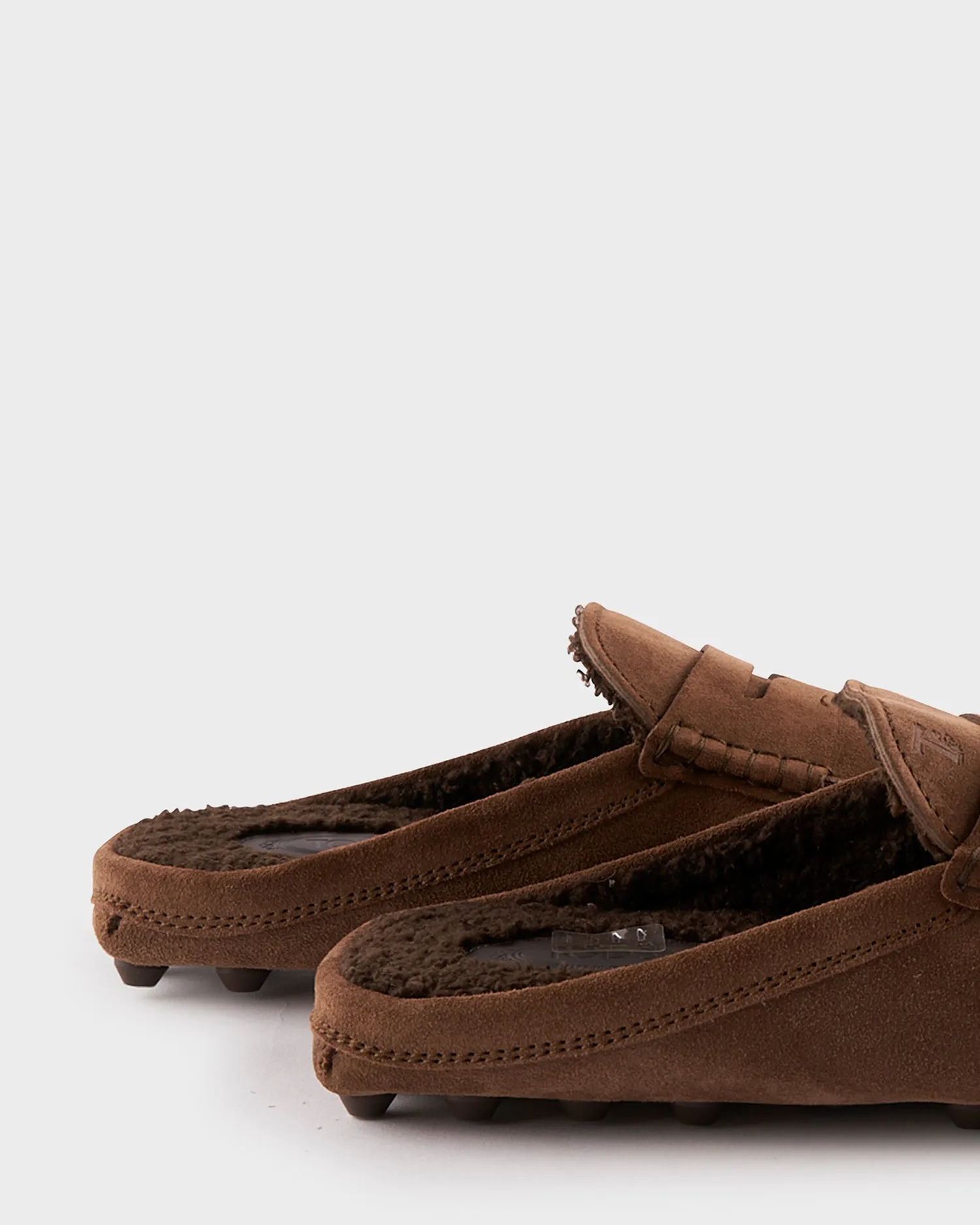 Brown Suede Gommino Bubble Mules