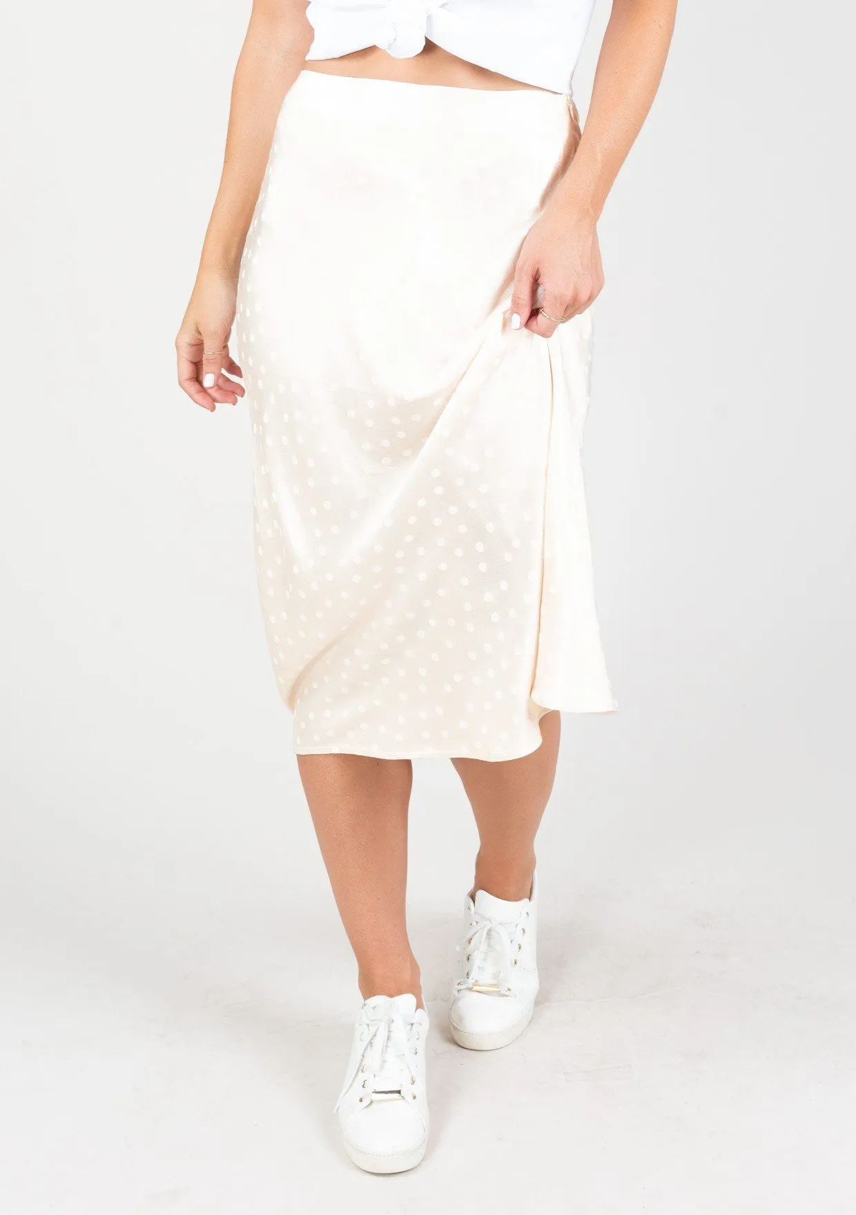 Dot Jacquard Midi Skirt