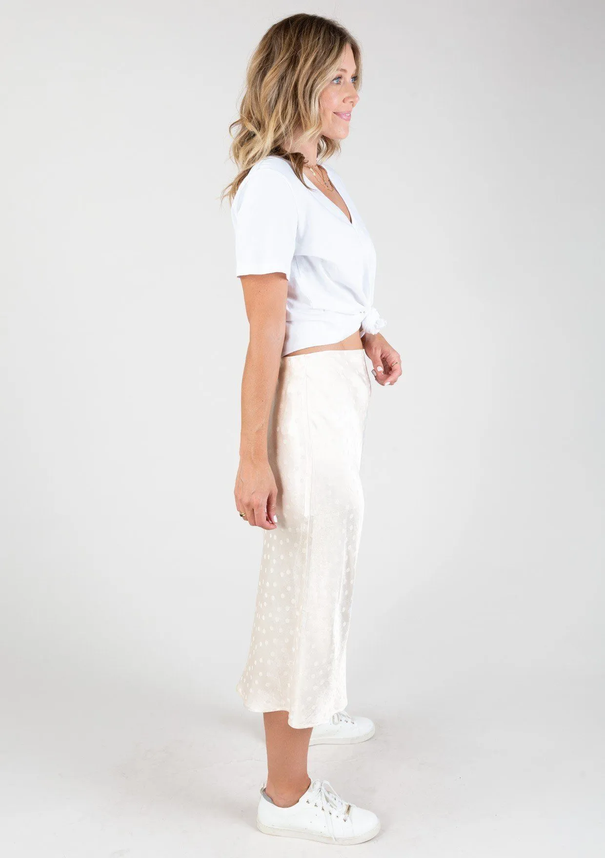 Dot Jacquard Midi Skirt