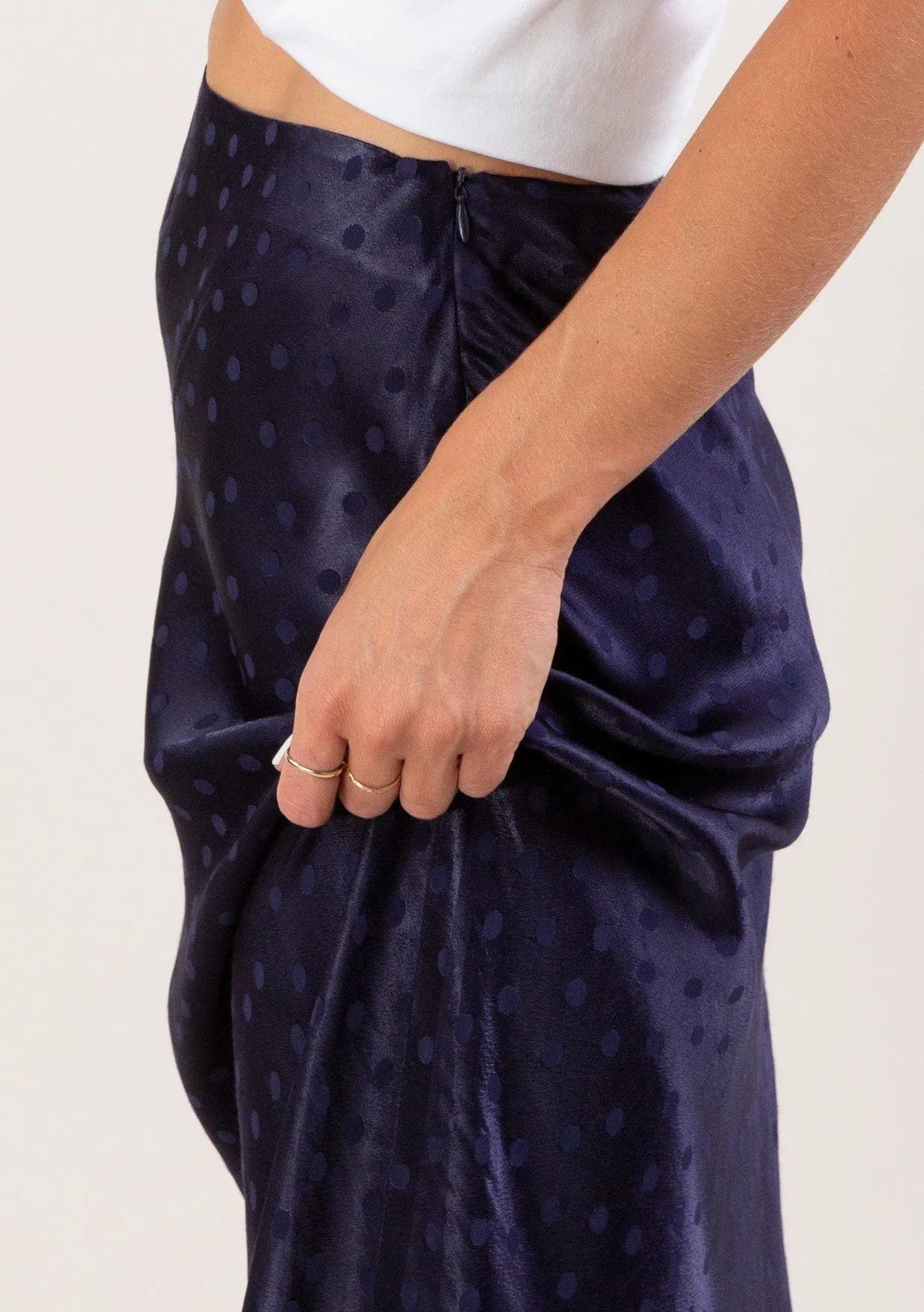 Dot Jacquard Midi Skirt