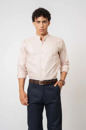 Elegant Pink Mandarin Collar Shirt