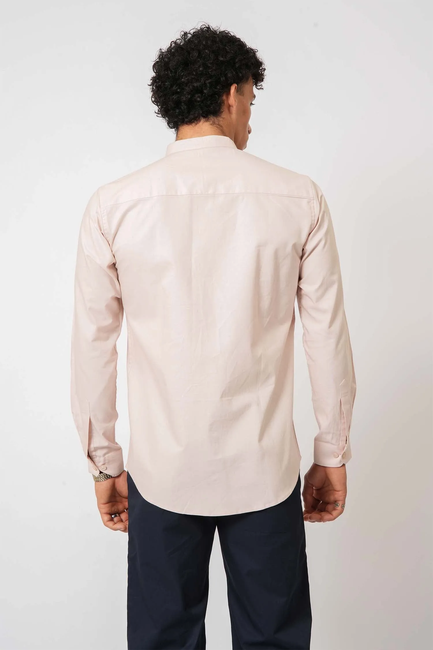 Elegant Pink Mandarin Collar Shirt
