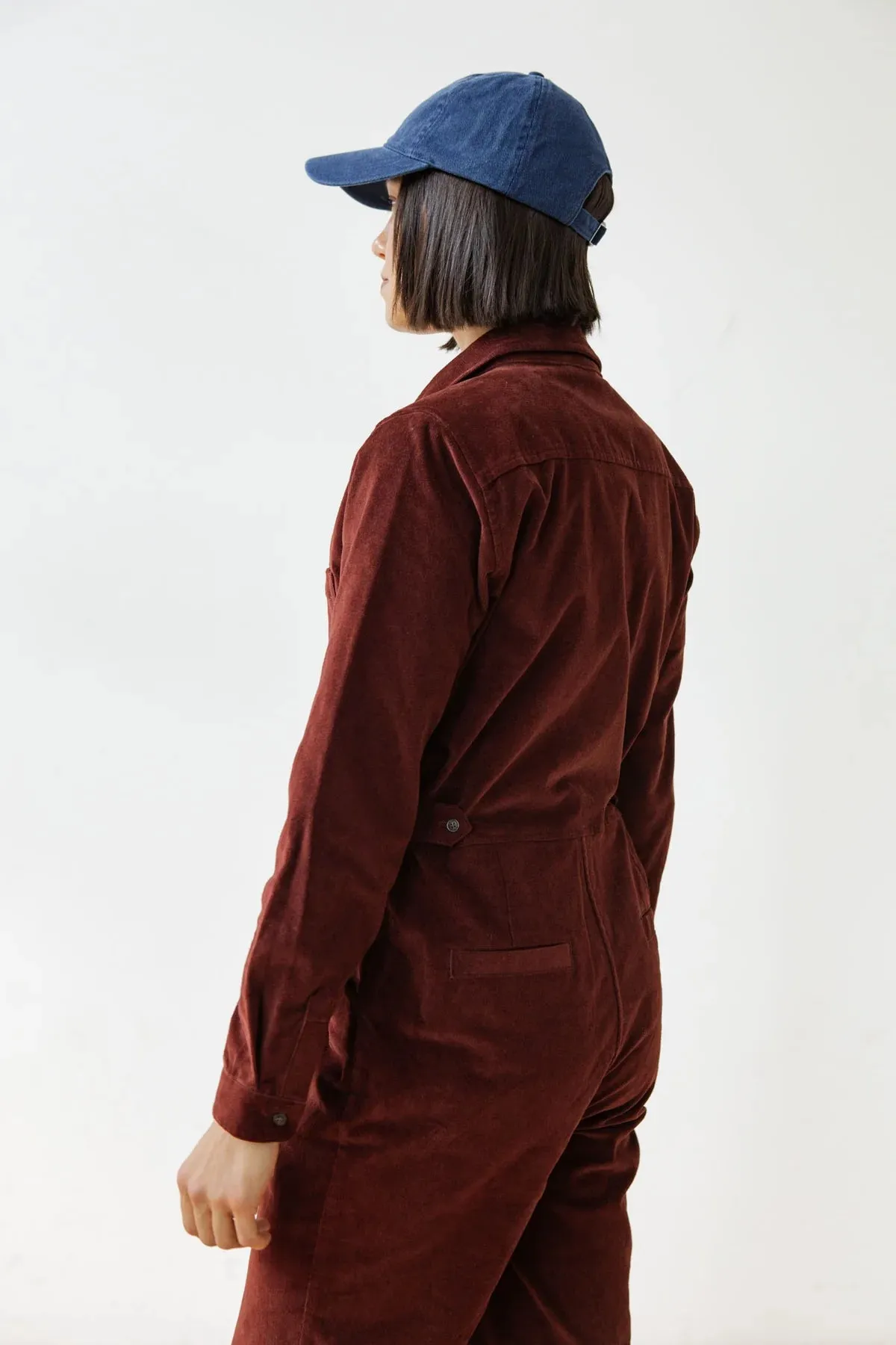 Faye Jumpsuit - Dark Red Pinwale
