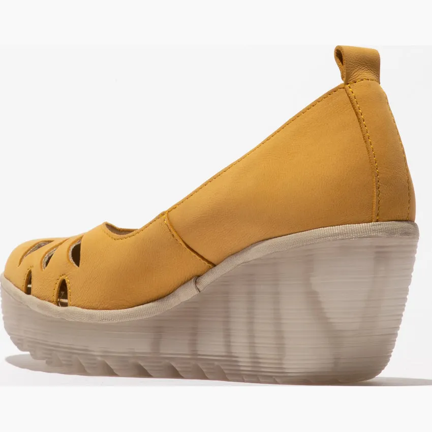 Fly London Women's YUBI480FLY Leather Slip-On Shoes Bumblebee Yellow