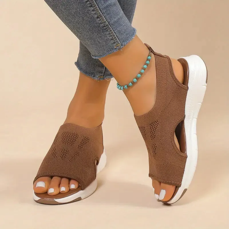 Gebreide comfort sportsandalen met open teen