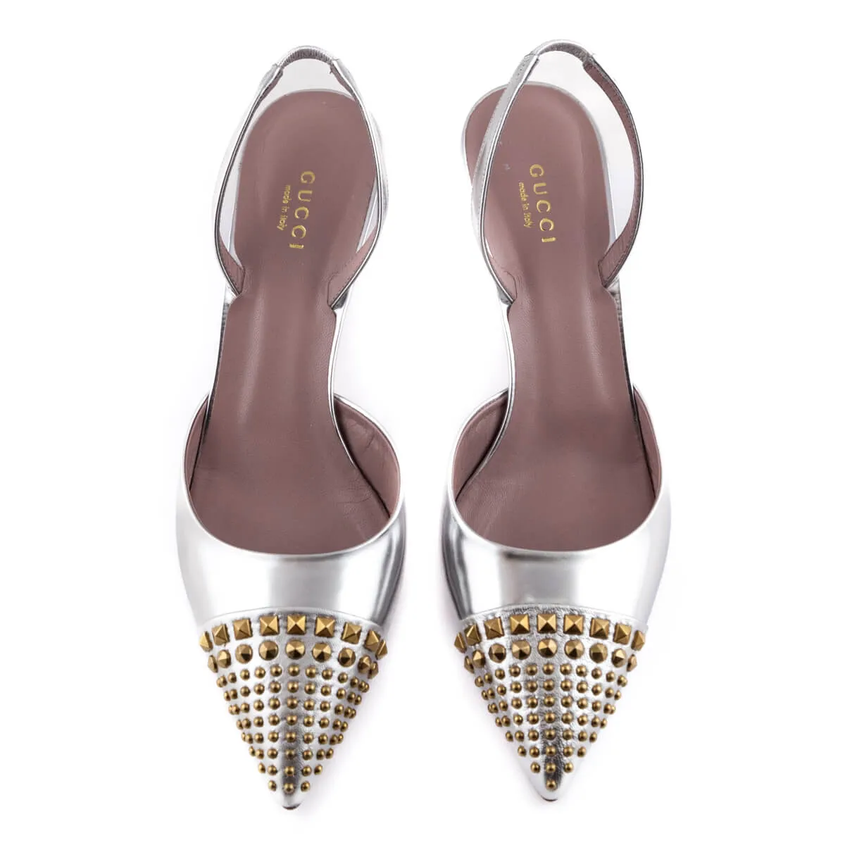 Gucci Silver & Gold-Studded Slingback Pumps Size US 9 | IT 39