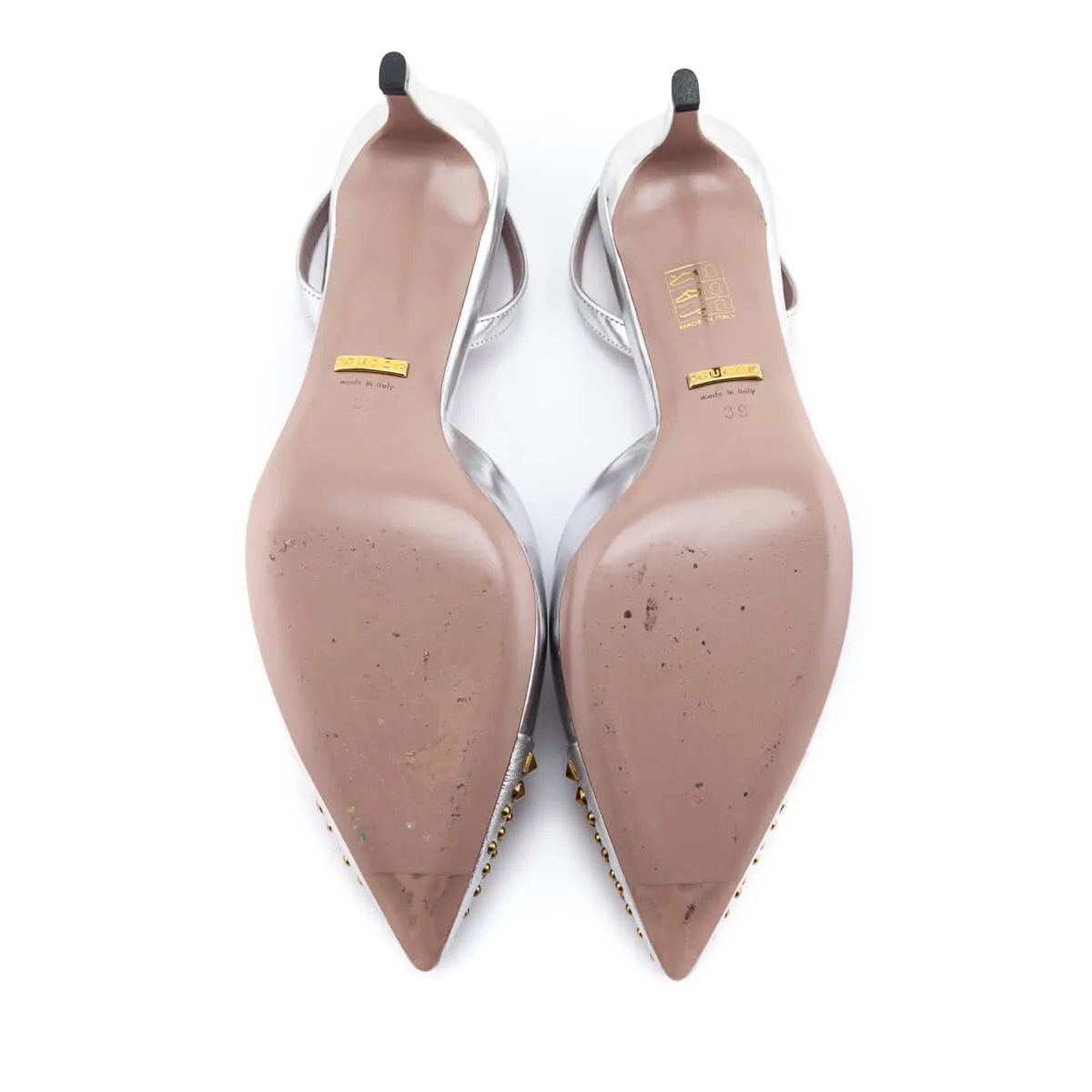 Gucci Silver & Gold-Studded Slingback Pumps Size US 9 | IT 39