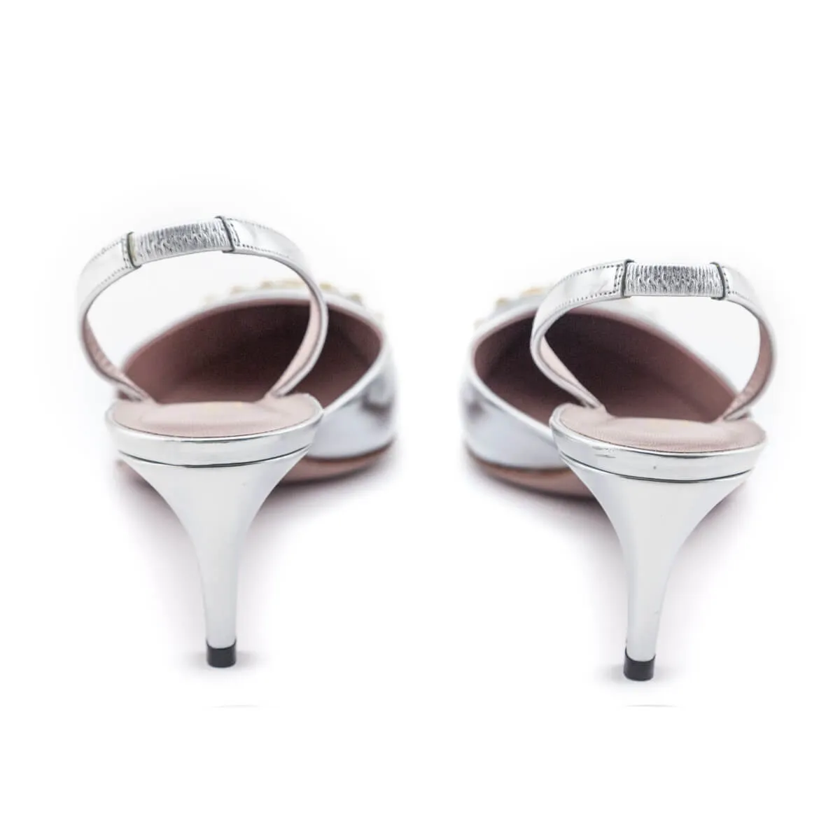 Gucci Silver & Gold-Studded Slingback Pumps Size US 9 | IT 39