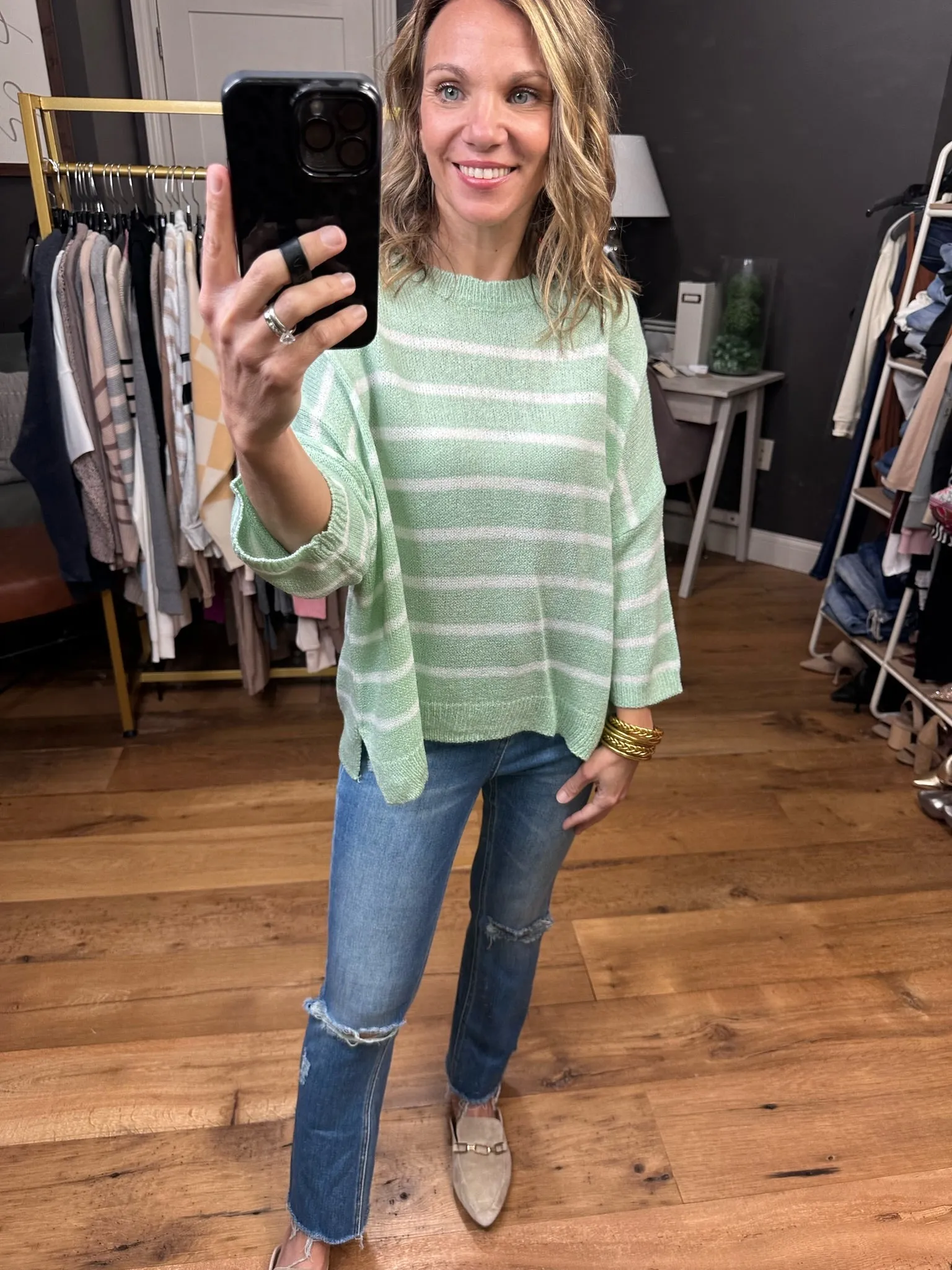 Hopeful Dreamer Dolman Striped Top - Mint