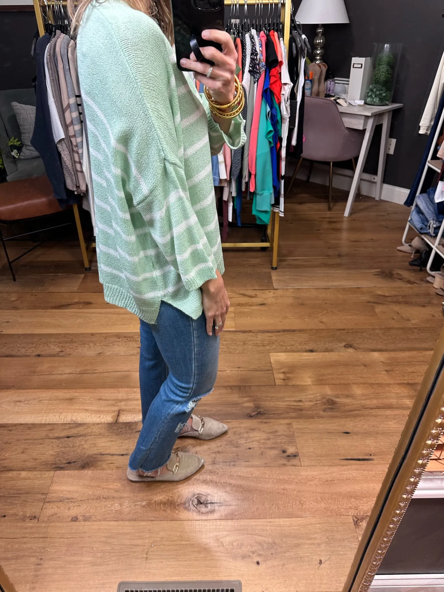 Hopeful Dreamer Dolman Striped Top - Mint