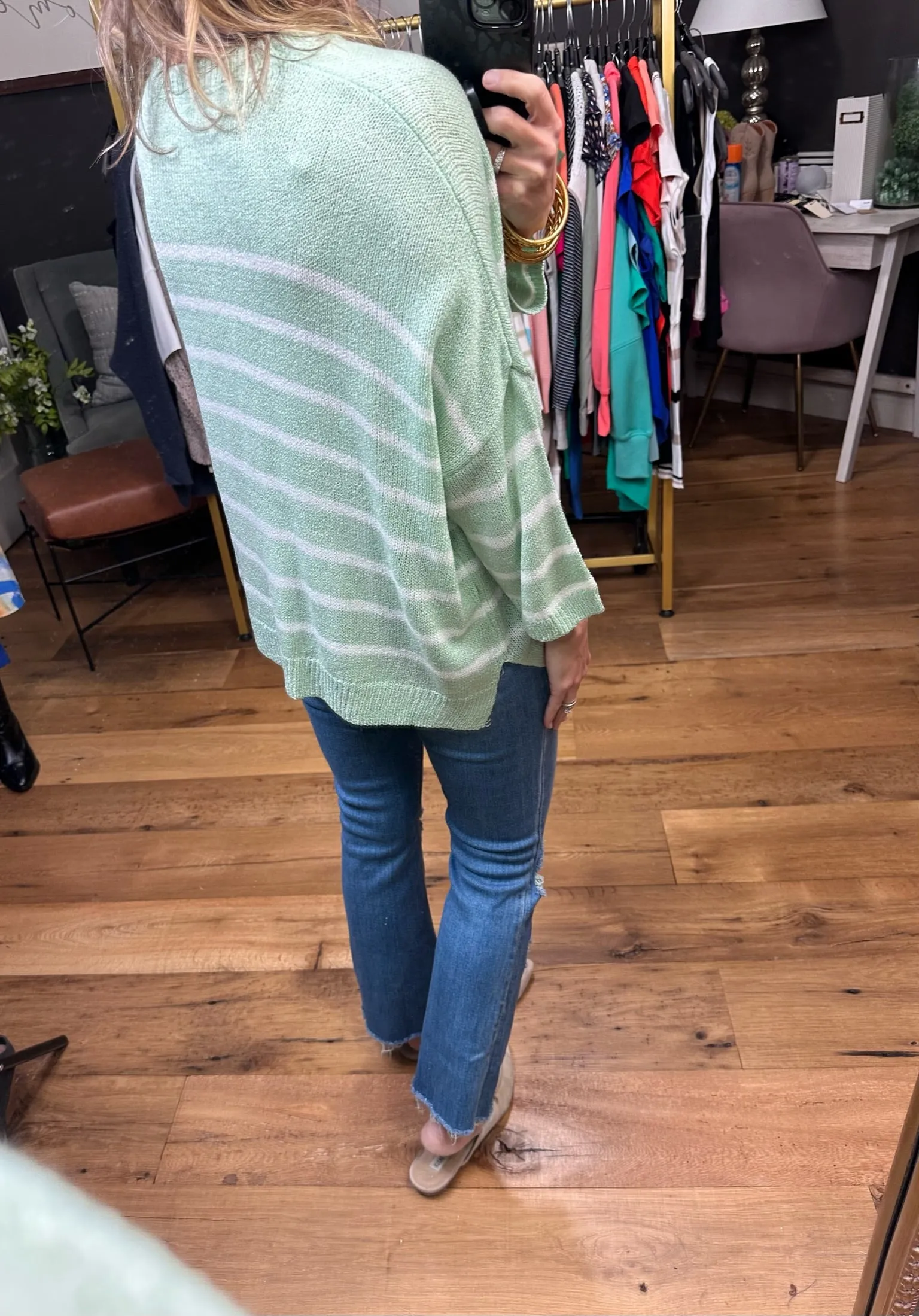 Hopeful Dreamer Dolman Striped Top - Mint