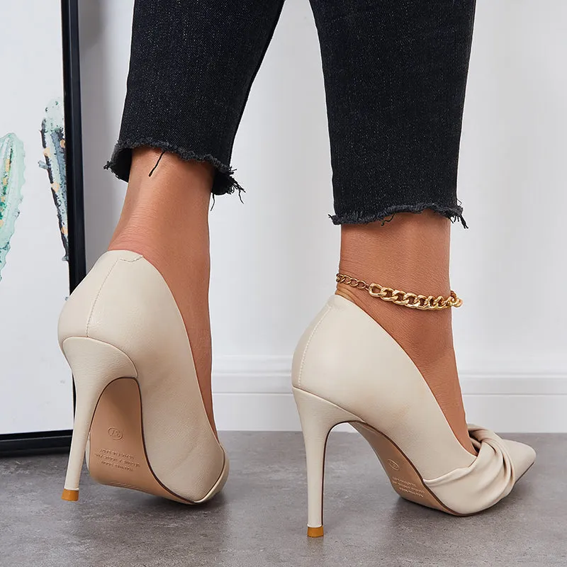 Sohiwoo Women Pointed Toe Heeled Pumps Bowknot Stilettos Dressy Wedding Shoes