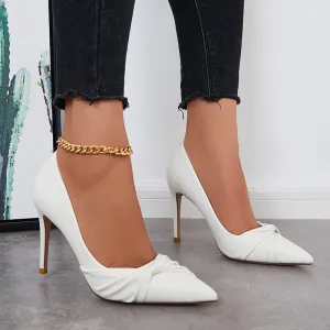 Sohiwoo Women Pointed Toe Heeled Pumps Bowknot Stilettos Dressy Wedding Shoes