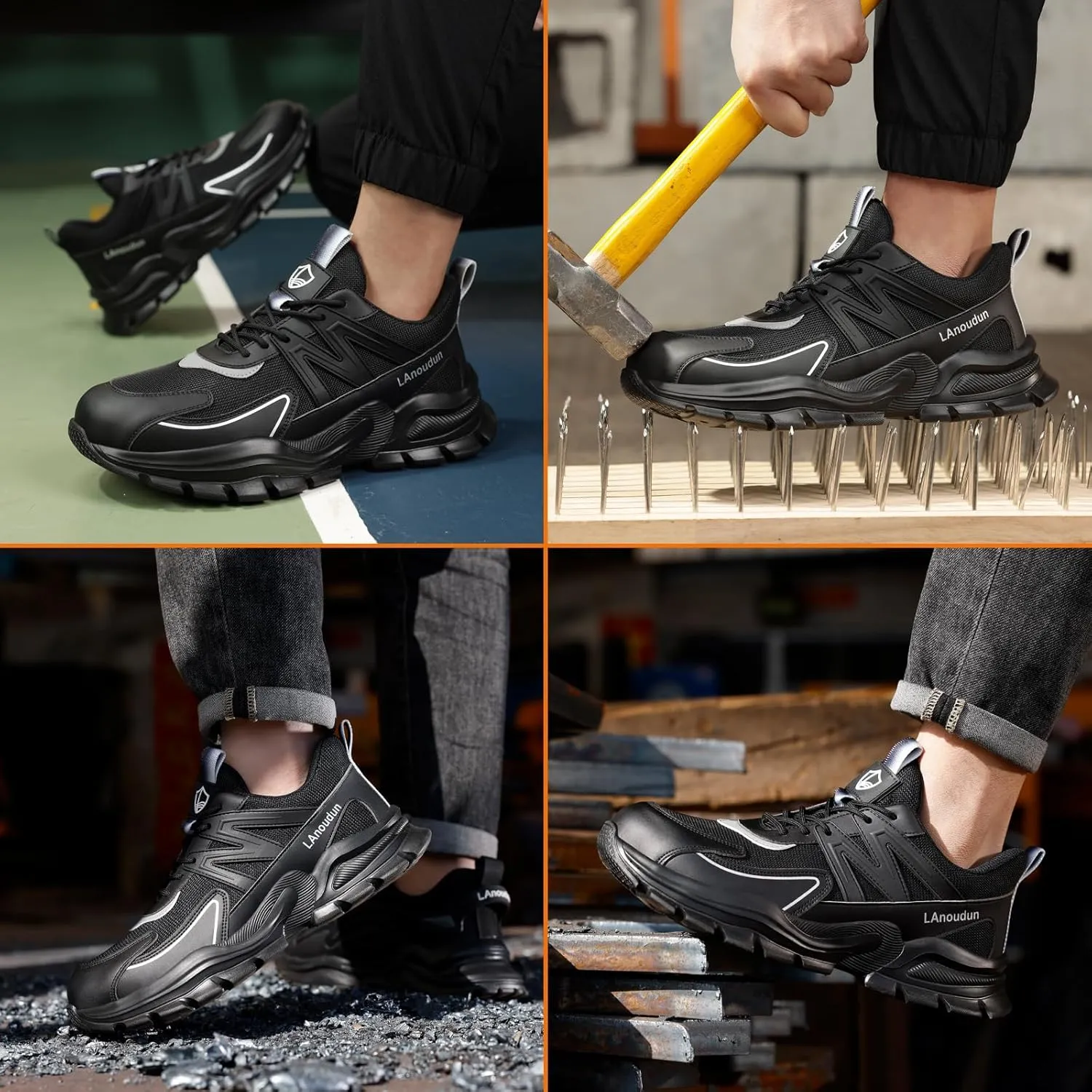 Steel Toe Shoes for Men Lightweight Work Boots for Men Comfortable Steel Toe Boots Industrial Work Shoes Breathable Safety Shoes Construction Steel Toe Sneakers Indestructible Safety Boots