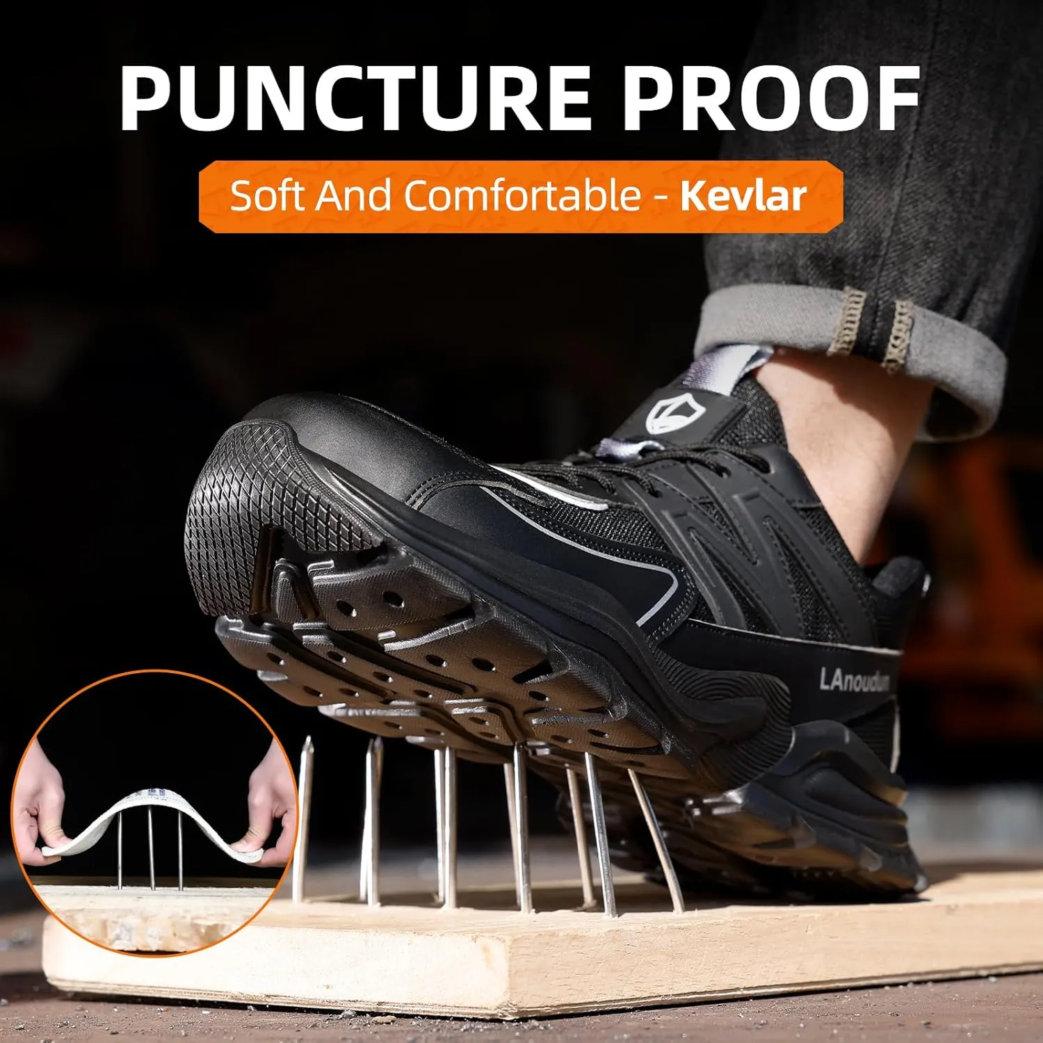 Steel Toe Shoes for Men Lightweight Work Boots for Men Comfortable Steel Toe Boots Industrial Work Shoes Breathable Safety Shoes Construction Steel Toe Sneakers Indestructible Safety Boots