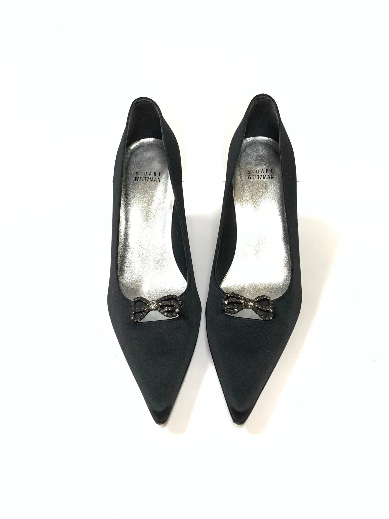 STUART WEITZMAN SATIN POINTED TOE PUMPS SIZE 10