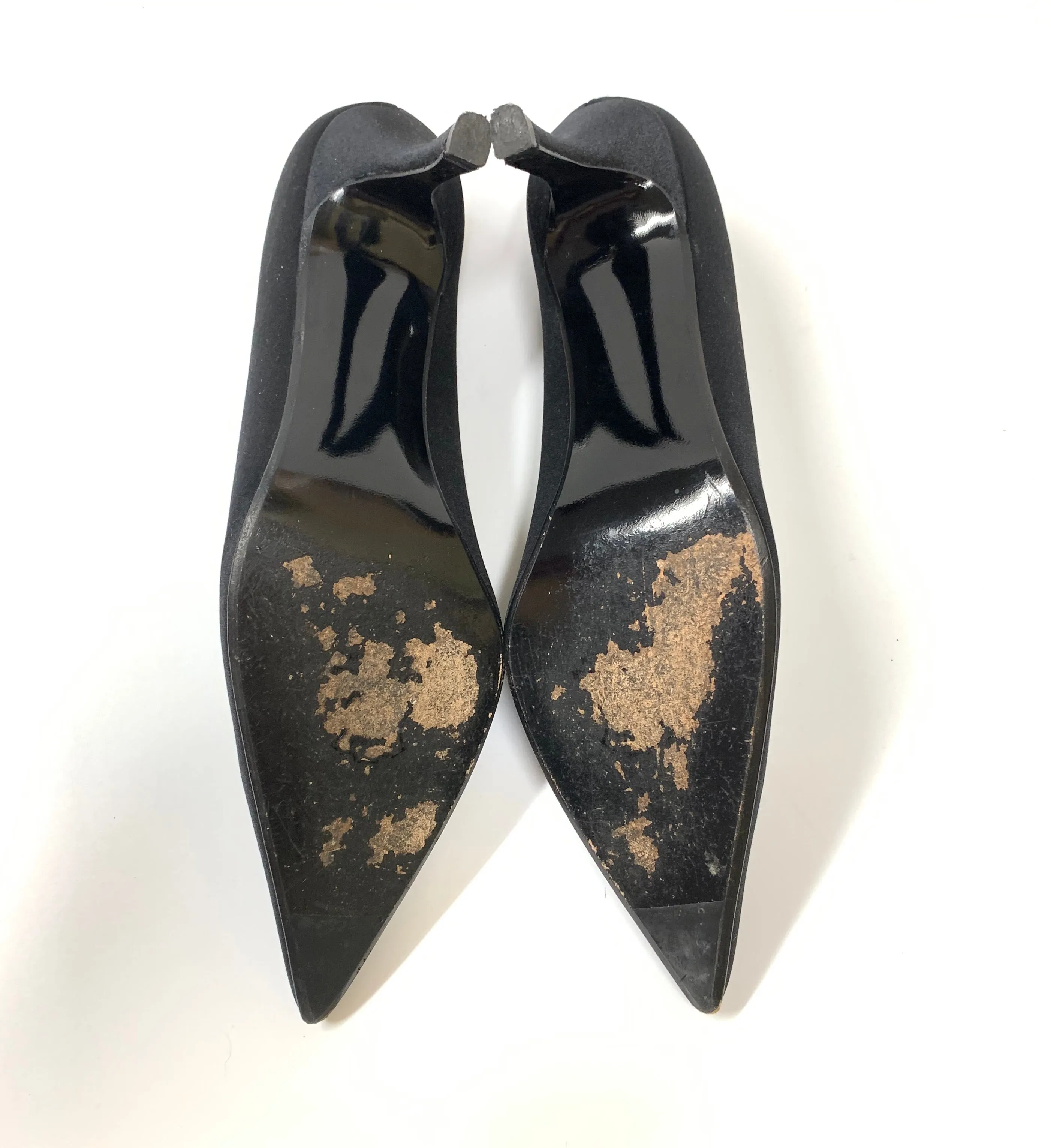 STUART WEITZMAN SATIN POINTED TOE PUMPS SIZE 10