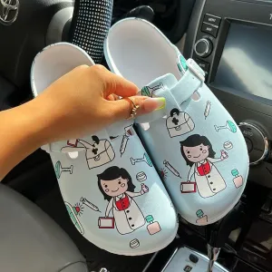 Summer Women Slippers Shoes Garden Shoes Wedges Sweet Flat Sandals Doctor Nurse Work Shoes Antiskid Female Flip Flops For Woman