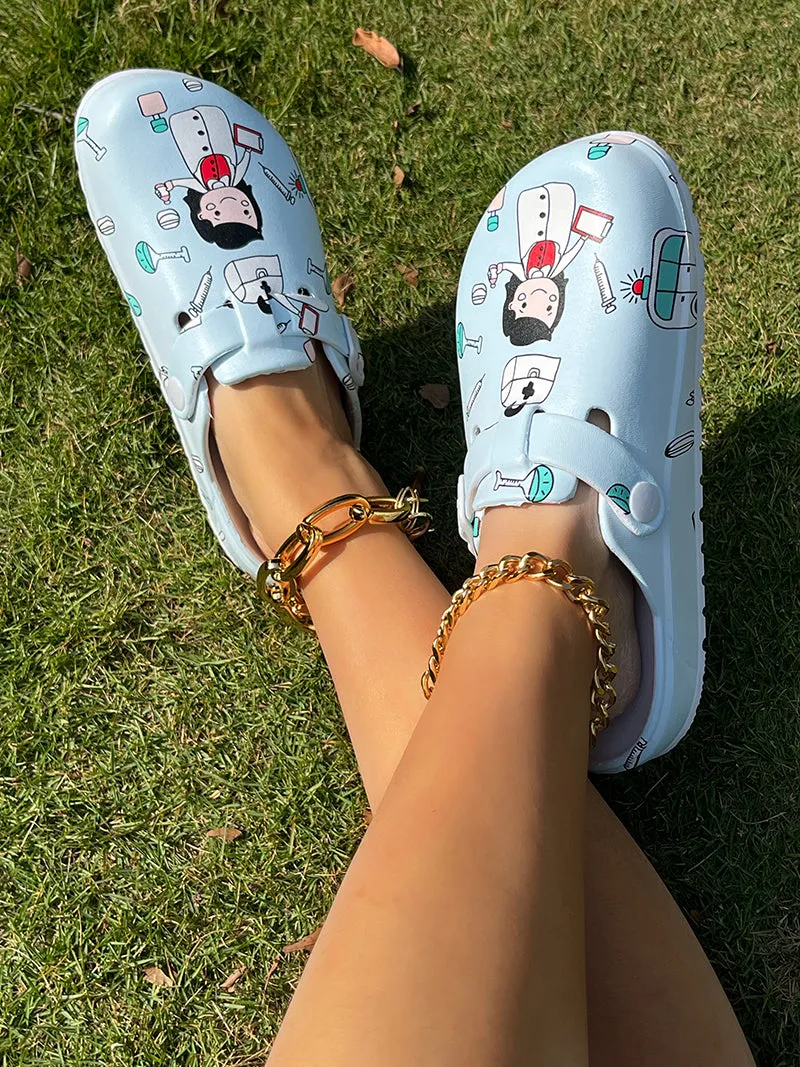 Summer Women Slippers Shoes Garden Shoes Wedges Sweet Flat Sandals Doctor Nurse Work Shoes Antiskid Female Flip Flops For Woman