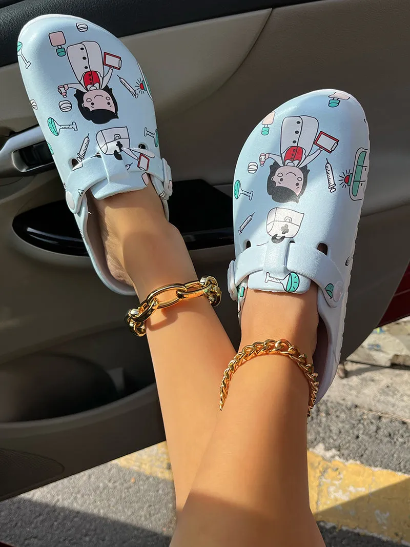 Summer Women Slippers Shoes Garden Shoes Wedges Sweet Flat Sandals Doctor Nurse Work Shoes Antiskid Female Flip Flops For Woman