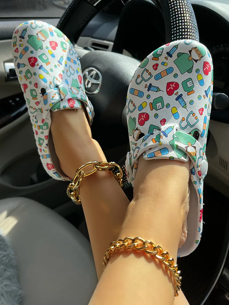 Summer Women Slippers Shoes Garden Shoes Wedges Sweet Flat Sandals Doctor Nurse Work Shoes Antiskid Female Flip Flops For Woman