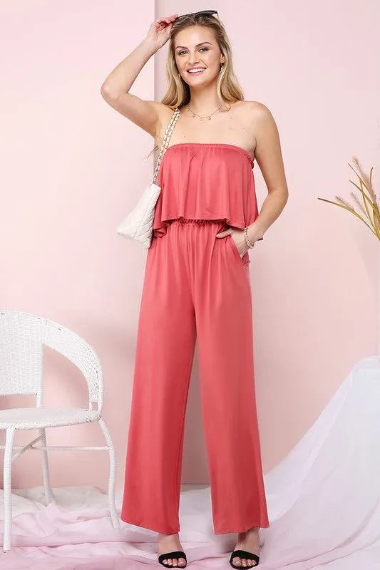 Sunset Serenity Strapless Jumpsuit