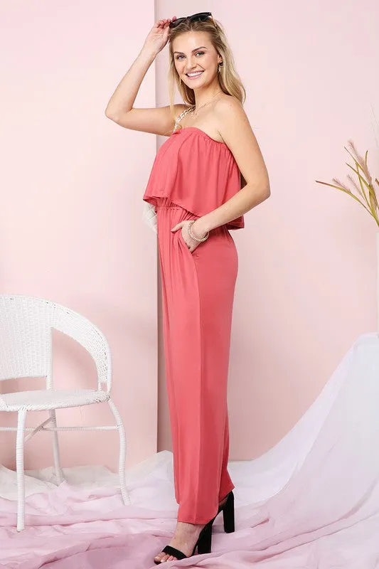 Sunset Serenity Strapless Jumpsuit