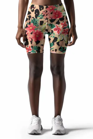 Wild & Free Karen Leopard Print Performance Yoga Biker Shorts - Women