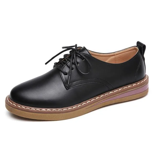 women oxford shoes warming fur women's genuine leather shoes Large Size Ladies loafers