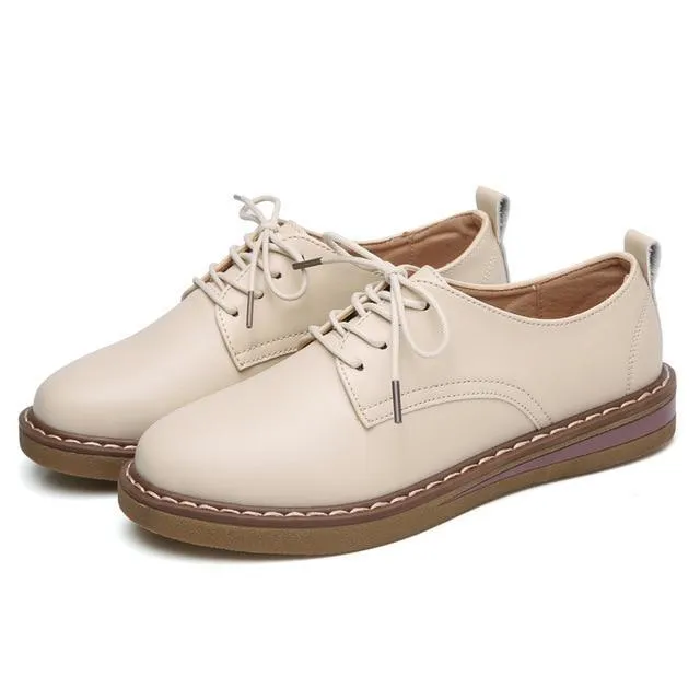 women oxford shoes warming fur women's genuine leather shoes Large Size Ladies loafers