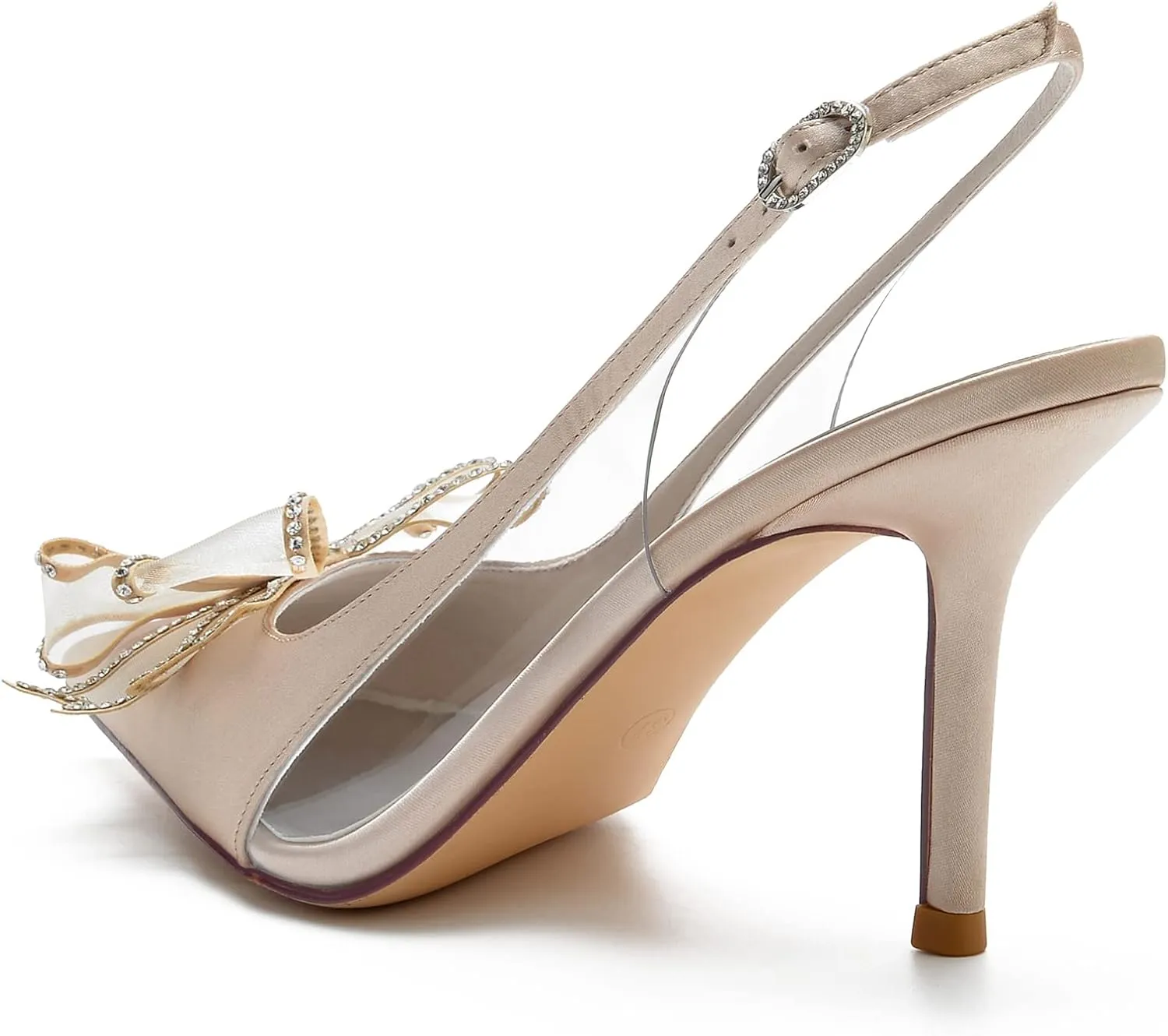 Women Pointed Toe Wedding Shoes Slingback High Heels Satin Bridal Shoes Stilettos Prom Party Dress Shoes Pumps