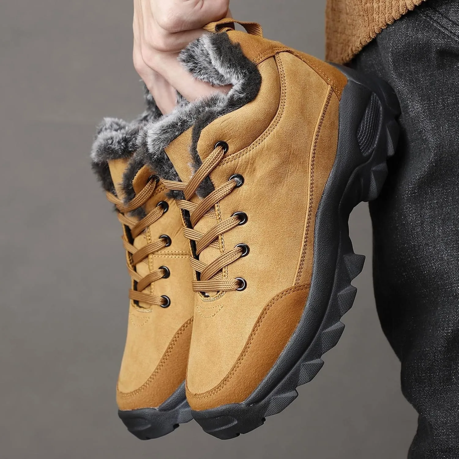 Work Boots for Men Slip On Hiking Sneakers Shoes Warm Working Shoes for Women Waterproof Waterproof Outdoor Shoes Leather Comfortable Hike Grounded Footwear