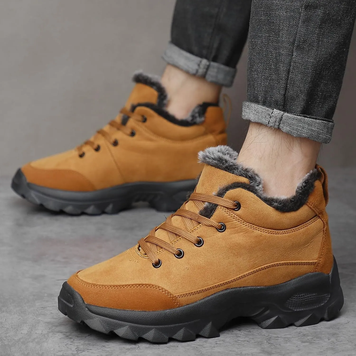 Work Boots for Men Slip On Hiking Sneakers Shoes Warm Working Shoes for Women Waterproof Waterproof Outdoor Shoes Leather Comfortable Hike Grounded Footwear