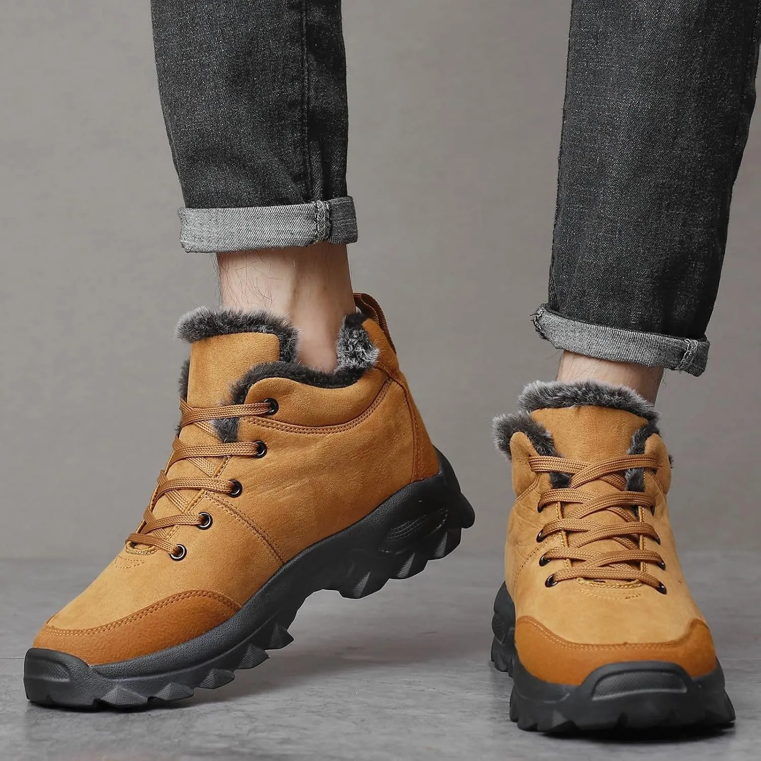 Work Boots for Men Slip On Hiking Sneakers Shoes Warm Working Shoes for Women Waterproof Waterproof Outdoor Shoes Leather Comfortable Hike Grounded Footwear