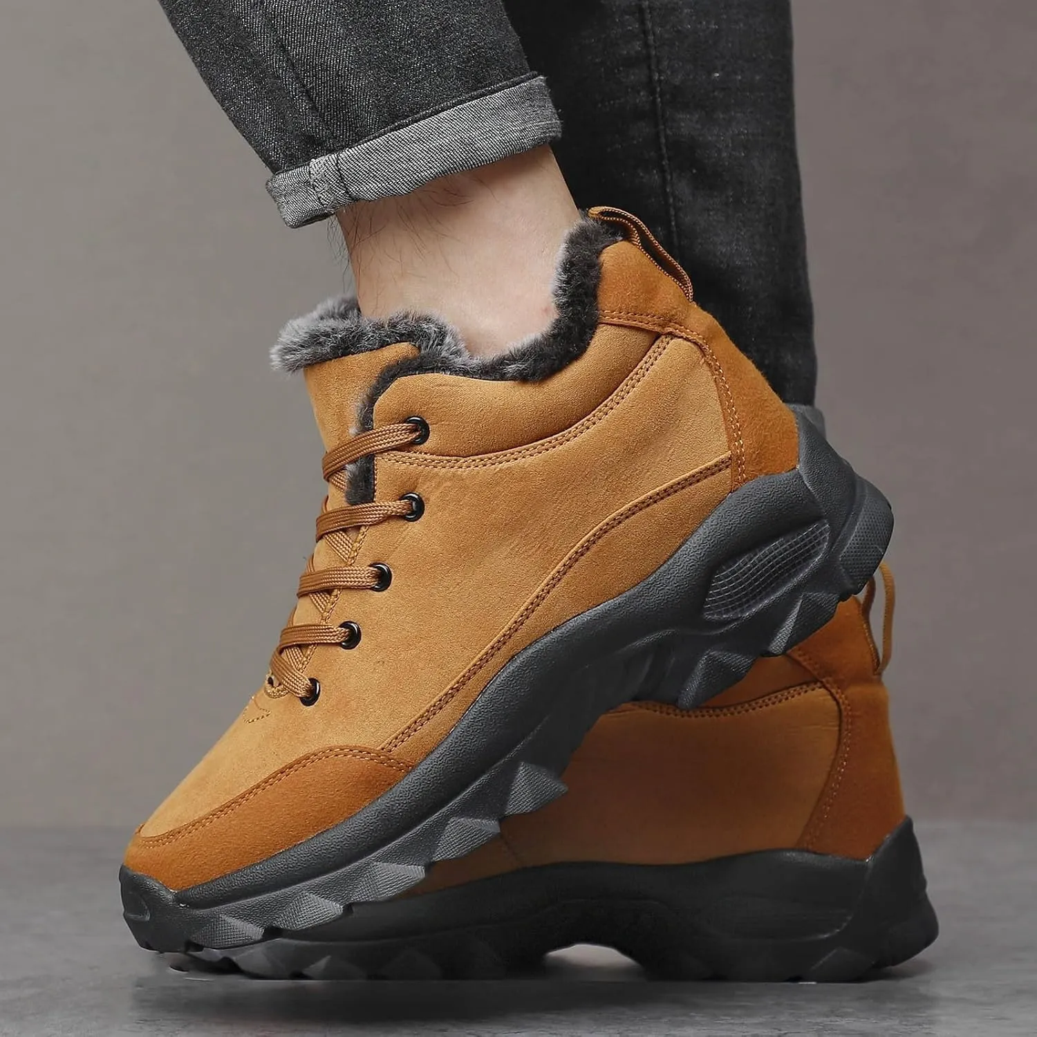 Work Boots for Men Slip On Hiking Sneakers Shoes Warm Working Shoes for Women Waterproof Waterproof Outdoor Shoes Leather Comfortable Hike Grounded Footwear